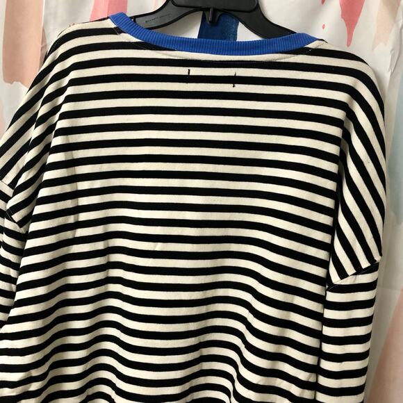NWOT We the Free / Free People Classic Striped Oversized Crewneck in Black Combo - Picture 9 of 13